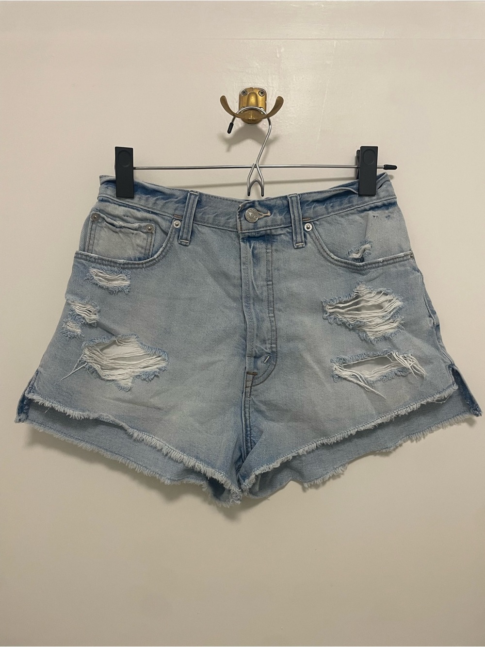 Abercrombie & Fitch Light Blue Distressed Denim Cutoff Shorts